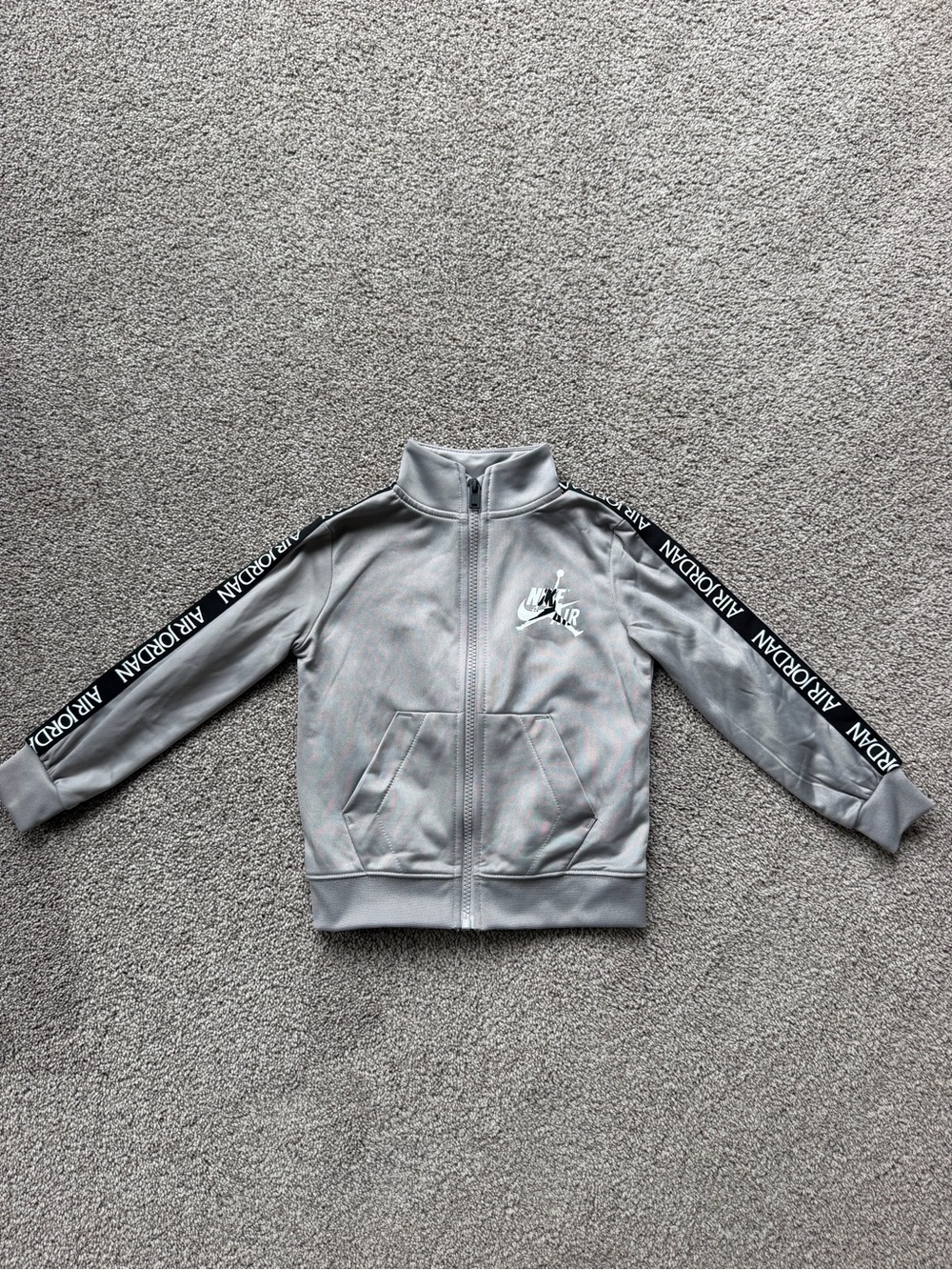 Jordan Kids' Track Jacket in Gray with Black Logo Tape